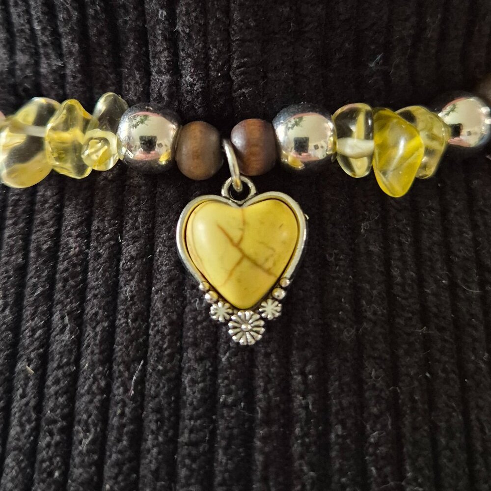 Cowgirl Western Hat Band • Yellow Heart Pendant • Handmade USA